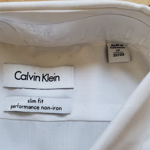 Men’s Calvin Klein White Dress Shirt Slim Fit 32/33 17 - Picture 4 of 6